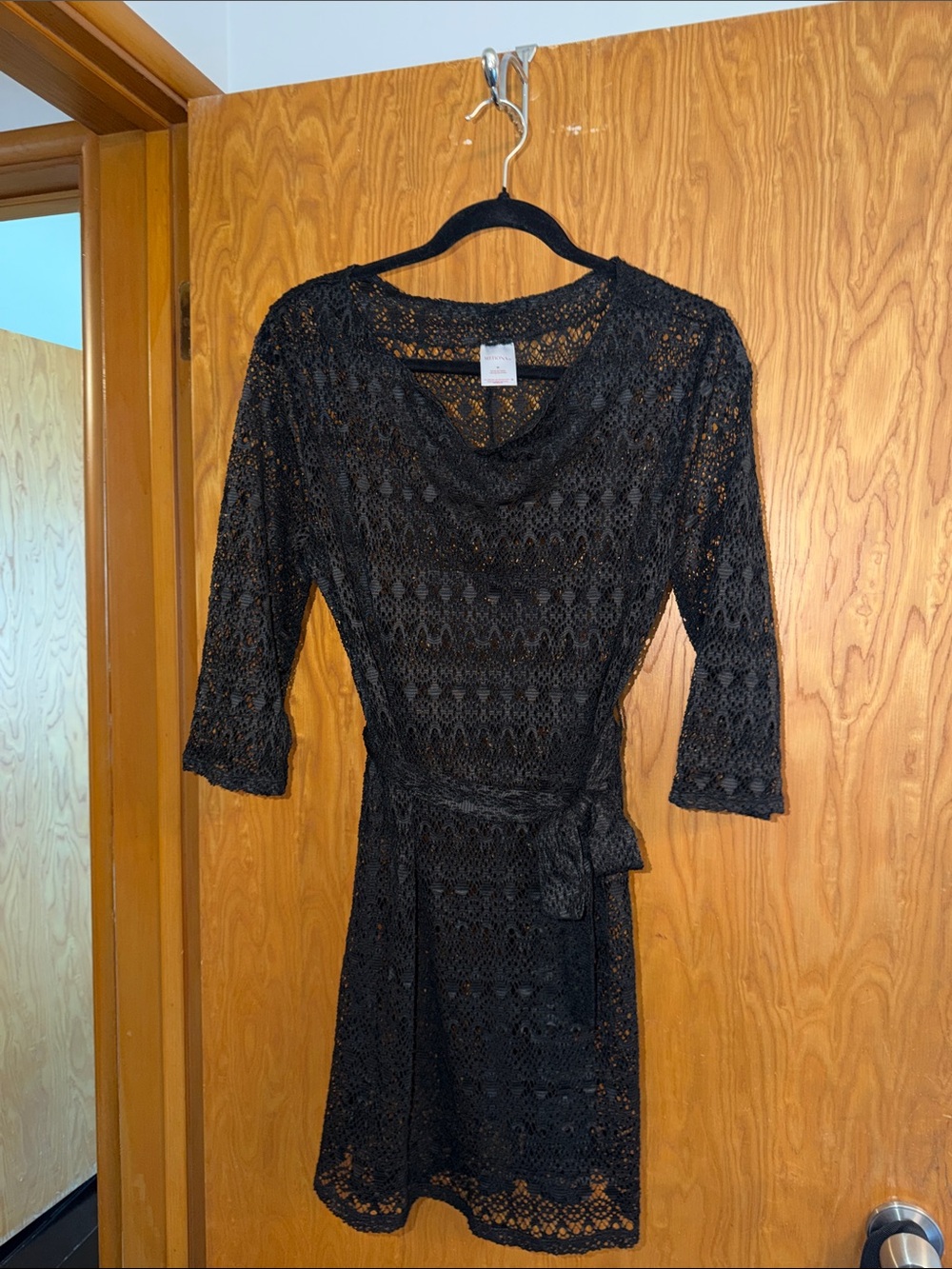 Merona Black Crochet Tie-Waist Swim Coverup